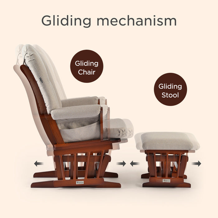 Teknum Deluxe Gliding Chair with Ottoman Set (Beige)