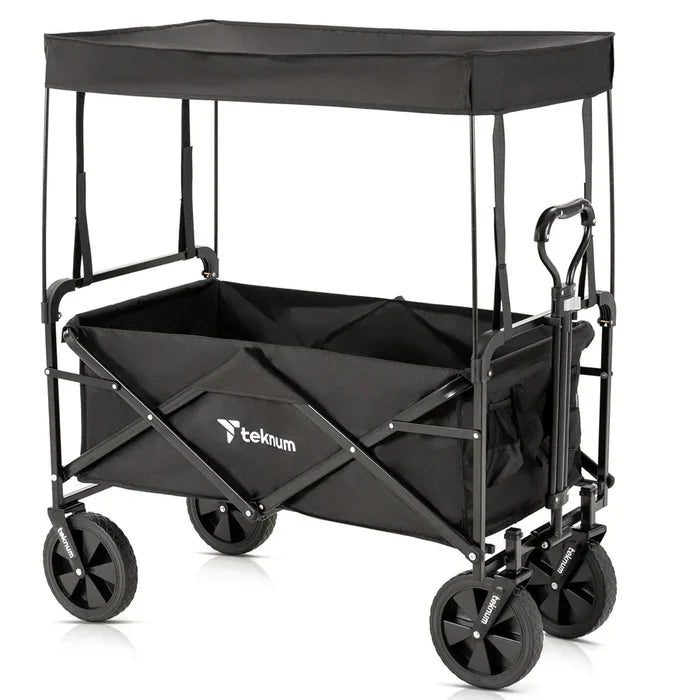 Teknum Folding Wagon Cart with Canopy (Black)