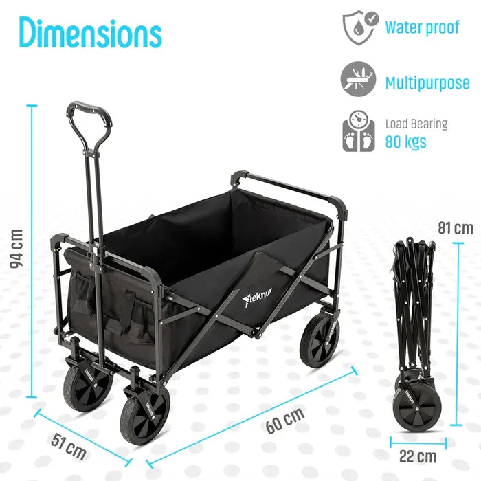 Teknum Folding Wagon Cart with Canopy (Black)