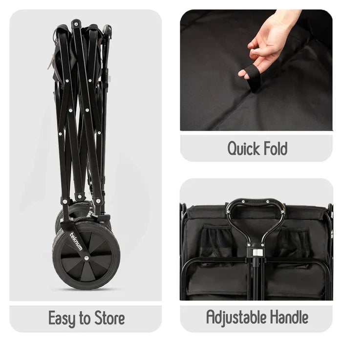 Teknum Folding Wagon Cart with Canopy (Black)