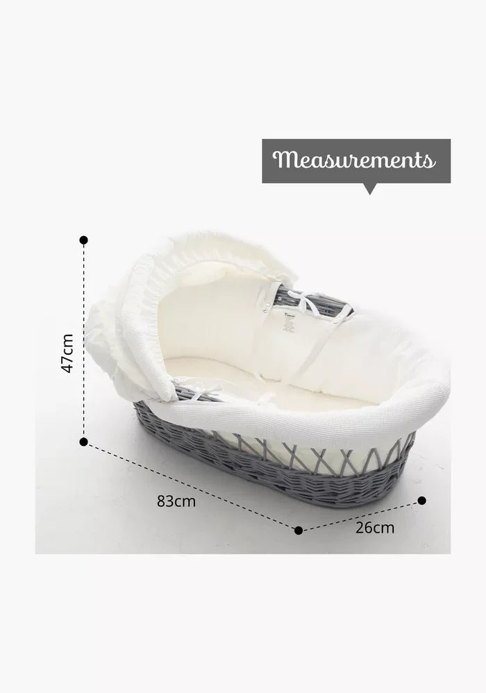 Teknum Infant Wicker Moses with White Waffle Beddings