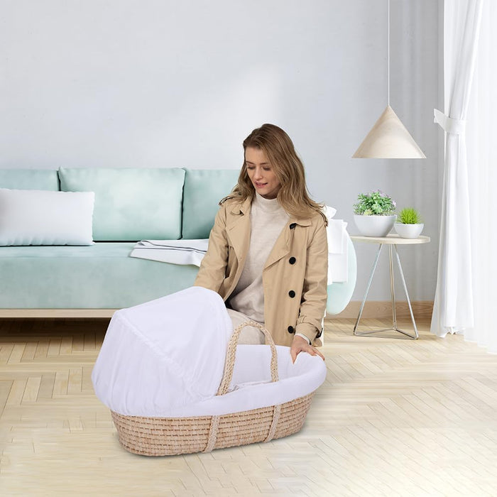 Teknum Moses Basket with Waffle Beddings and Mattress