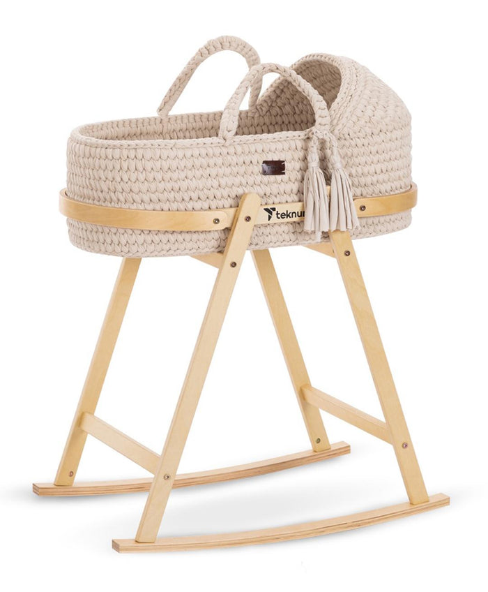 Teknum Moses Rope Basket Stand (Natural Wood)