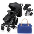 Teknum Stroller with Rocker & Blue Diaper Tote Bag – Black.
