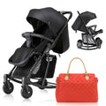 Teknum Stroller with Rocker & Orange Diaper Tote Bag – Black