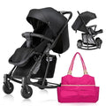 Teknum Stroller with Rocker & Pink Diaper Tote Bag – Black.