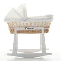 Teknum Wicker Moses Basket with Waffle Beddings & Stand – Wooden Brown.