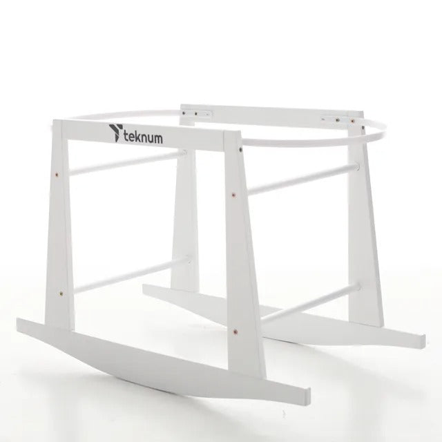 Teknum Wicker Pod Moses Basket Rocker Stand – White