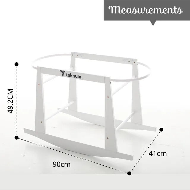 Teknum Wicker Pod Moses Basket Rocker Stand – White