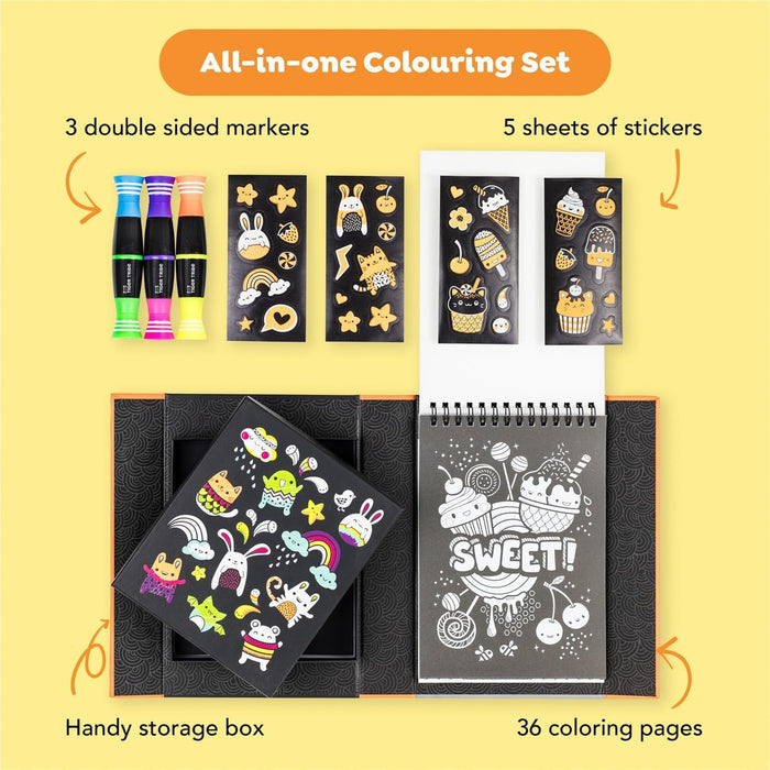 Tiger Tribe Neon Colouring Set Glow Friends