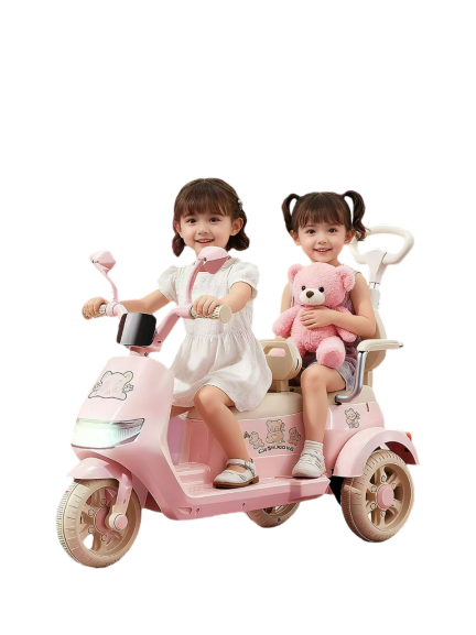 Tobbi Kids  Orbic Kids  2 Seater  6V Electric Motor Cycle Ride On With Handle (Pink)