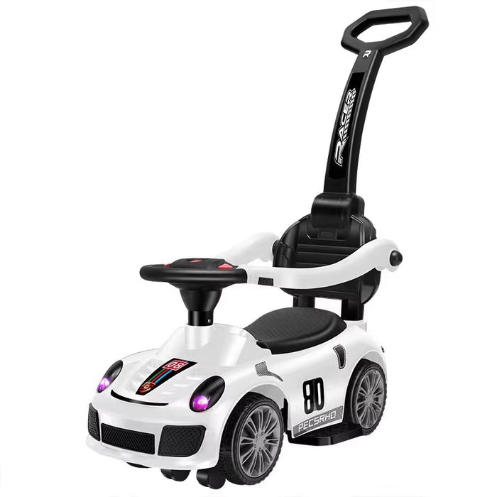 Tobbi Kids Orbic Kids Ride On Push Car With Music And Handle (White)