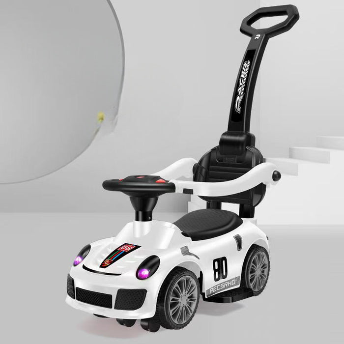 Tobbi Kids Orbic Kids Ride On Push Car With Music And Handle (White)
