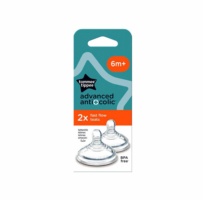 Tommee Tippee Advanced Anti-Colic Fast Flow Teat Clear Pack of 2