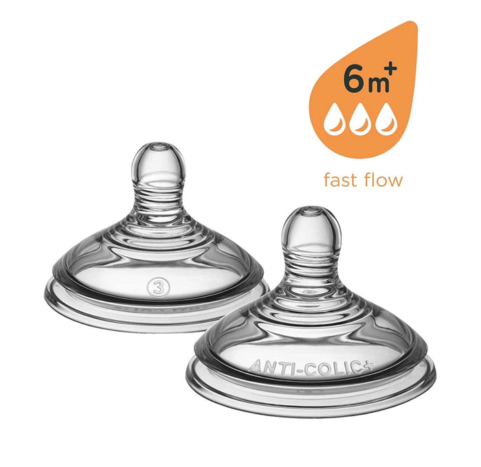 Tommee Tippee Advanced Anti-Colic Fast Flow Teat Clear Pack of 2
