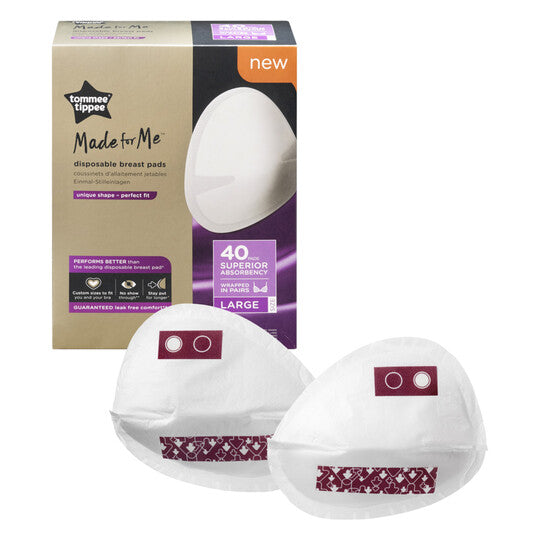 Tommee Tippee Made For Me Disposable Breast Pads Wrapped In Pairs (40 Pcs, Large)