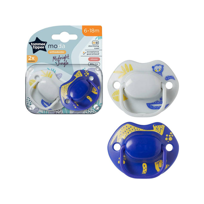 Tommee Tippee Moda Midnight Jungle Soother Orthodontic - Pack of 2 (6-18 Months)