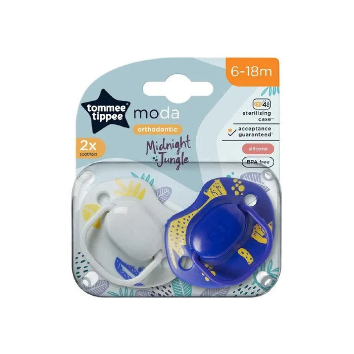 Tommee Tippee Moda Midnight Jungle Soother Orthodontic - Pack of 2 (6-18 Months)