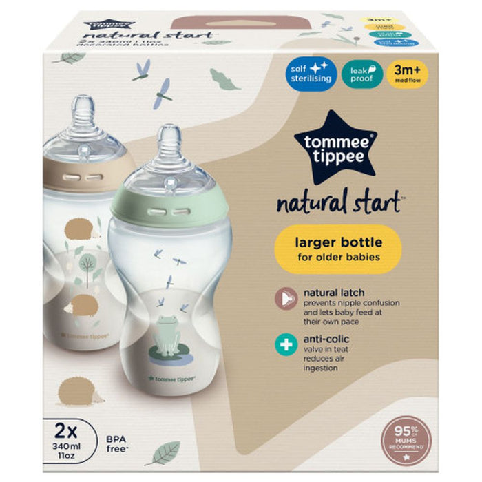 Tommee Tippee Natural Start Bottle Pond (Boy, 340ml) - Pack of 2
