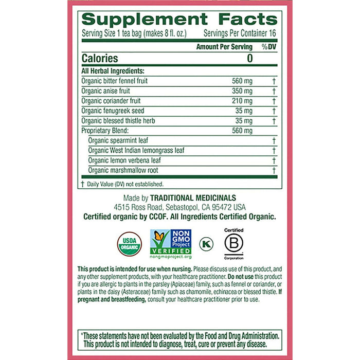 Traditional Medicinals Mother's Milk, Women's Tea, Organic, 16 CT.