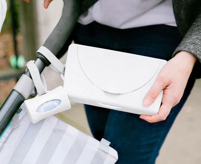 Ubbi On The Go Wipe Holder Baby Gift, White.