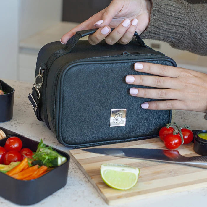 Umami Prive Insulated Leather Lunch Bag (Deep Black)