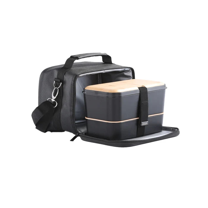 Umami Prive Insulated Leather Lunch Bag (Deep Black)