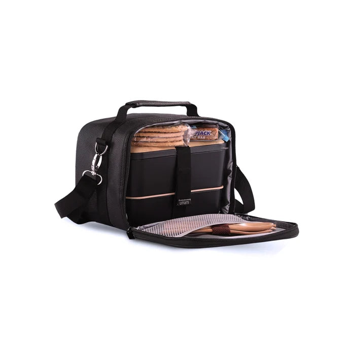 Umami Prive Insulated Leather Lunch Bag (Deep Black)