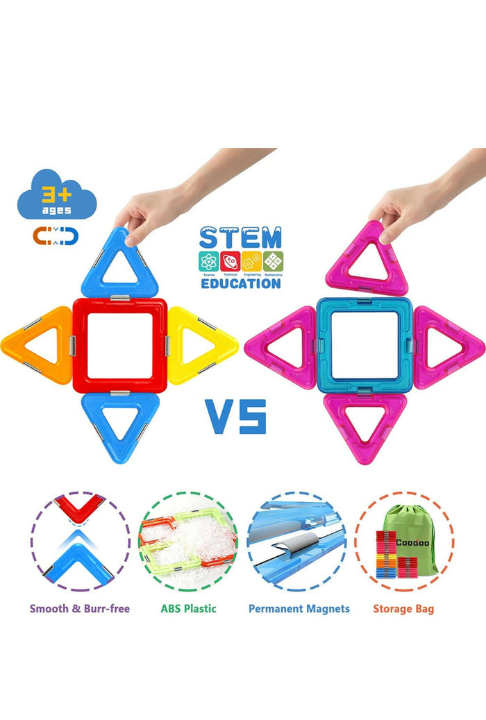 Upgraded Magnetic Blocks Tough Tiles STEM Toys for 3+ Year.