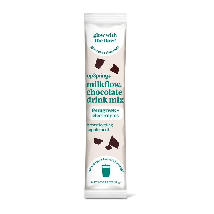 Upspring Milkflow + Energy Breastfeeding Supplement Drink Mix with Fenugreek | Chocolate Flavor, 16 Drink Mixes