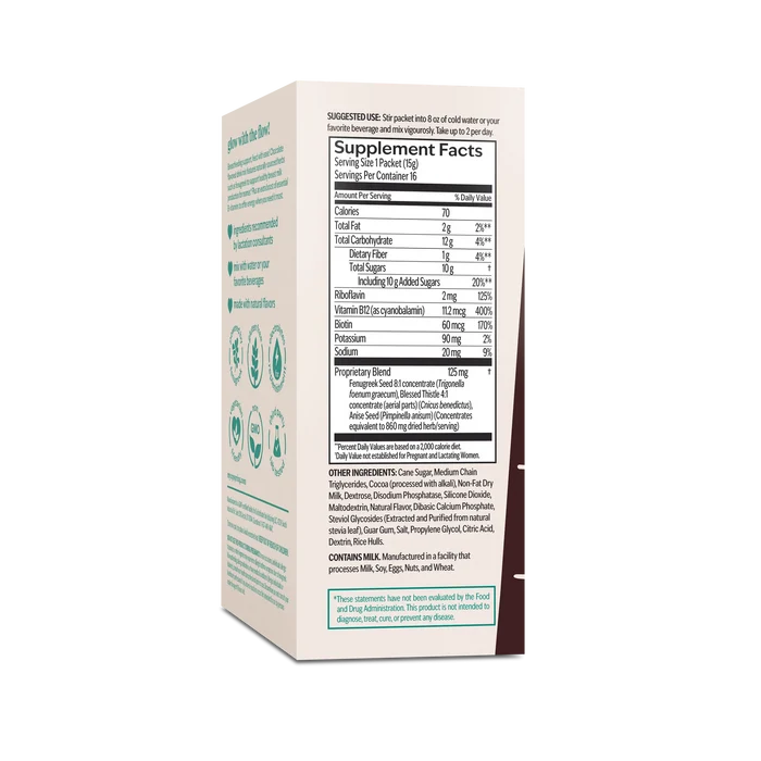 Upspring Milkflow + Energy Breastfeeding Supplement Drink Mix with Fenugreek | Chocolate Flavor, 16 Drink Mixes