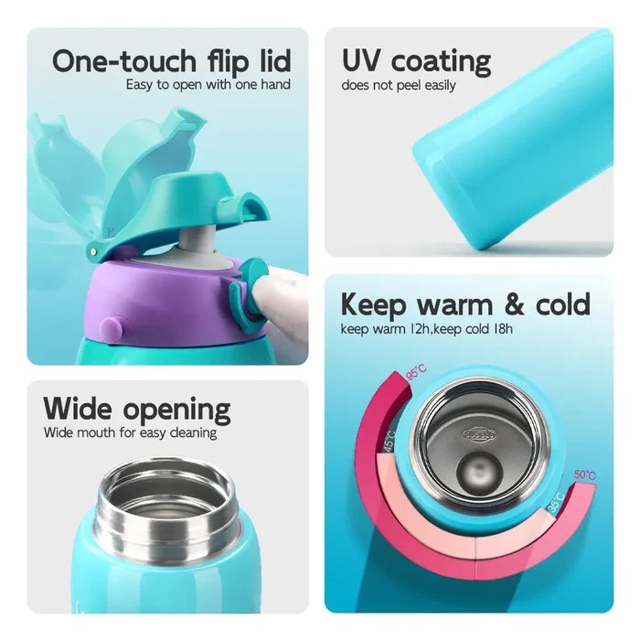 Uzspace Stainless Steel Vacuum Bottle (Pink, 360ml)