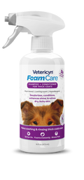 Vetericyn FoamCare Sprayable Thick Coat Shampoo + Conditioner for Dogs & Cats, 16-ounce