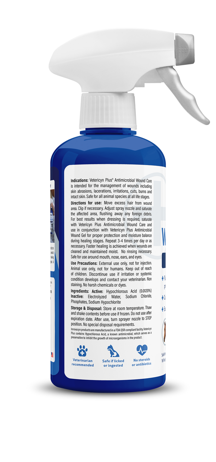 Vetericyn Plus Antimicrobial All Animal Wound Care Spray, 16-ounce