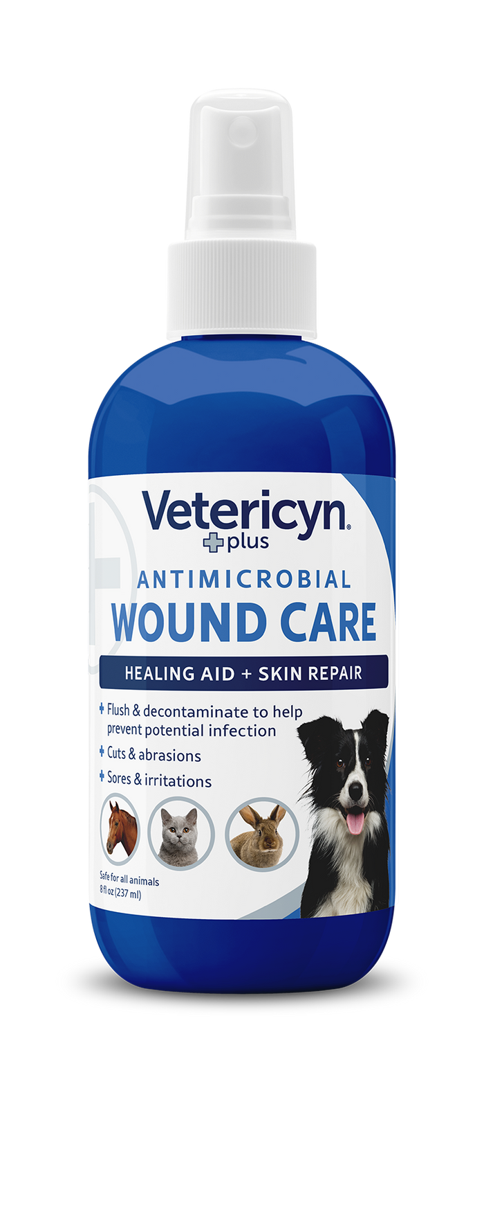 Vetericyn Plus Antimicrobial All Animal Wound Care Spray, 8-ounce