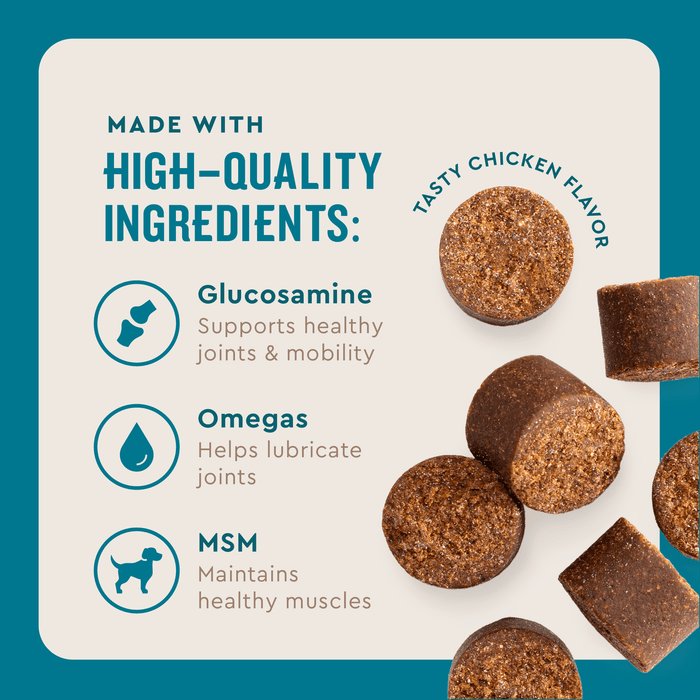 VetIQ Hip & Joint Chews for Dogs, Chicken Flavor, 60 Count