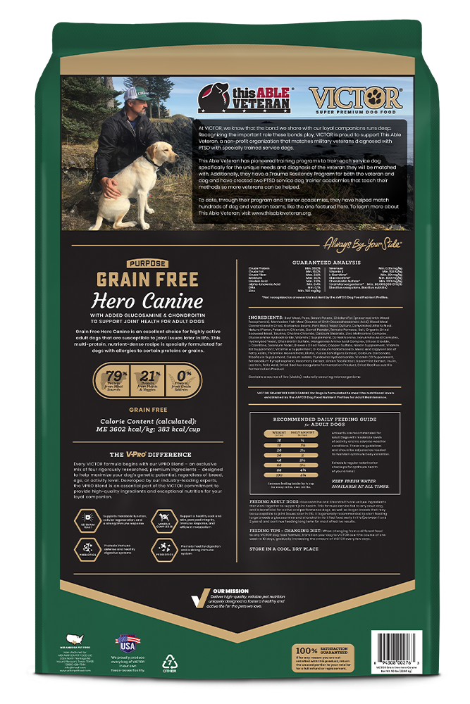Victor Purpose Grain Free Hero Canine Formula with Glucosamine & Chondroitin Dry Dog Food