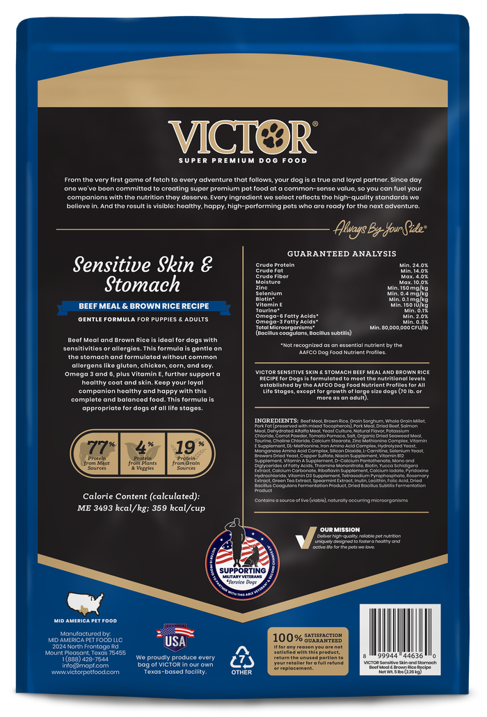 VICTOR Sensitive Skin and Stomach ‰ÛÒ Beef Meal and Brown Rice Recipe - 5lb