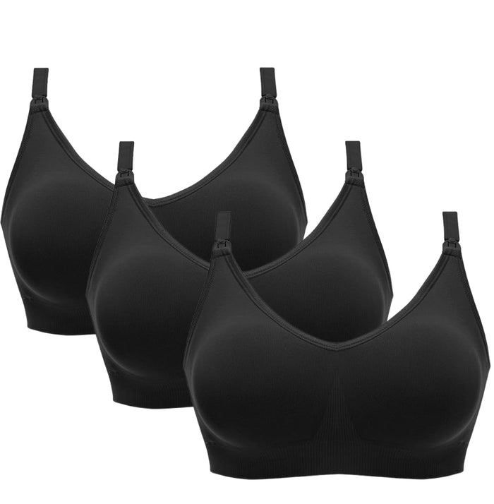 VidaMom Seamless Nursing Bra (Black) Pack Of 3