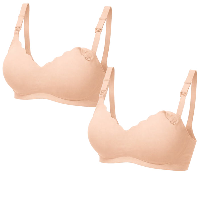 VidaMom Seamless Nursing Bra With Curvy Design (Nude) Pack Of 2