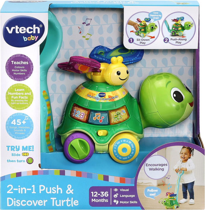 VTech Baby 2 In 1 Push & Discover Turtle