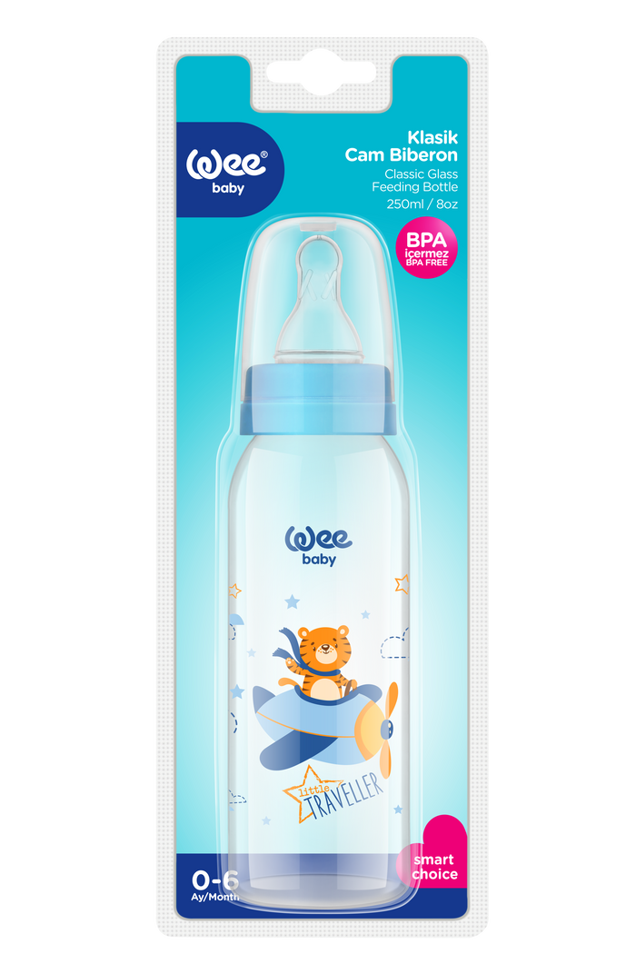 Wee Baby Glass Feeding Bottle (250ml)