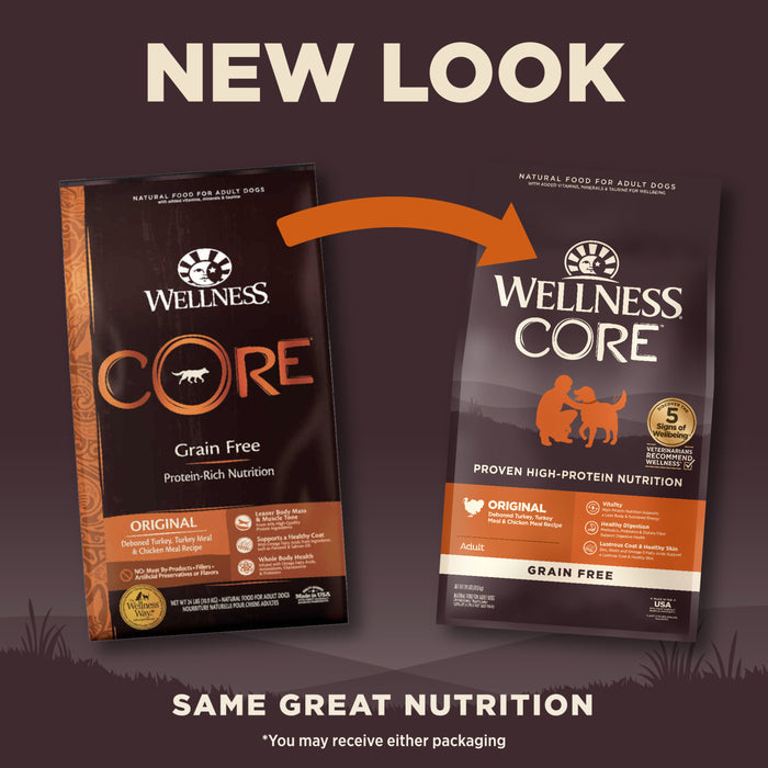 Wellness CORE Natural Grain Free Dry Dog Food, Original Turkey & Chicken, 24-Pound Bag