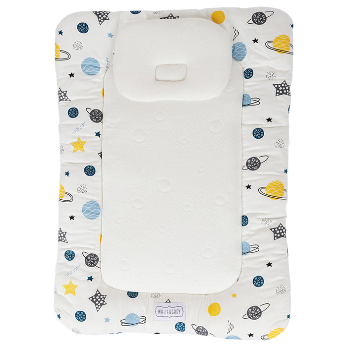 White & Grey Baby Mattress W/ Bamboo Paddings
