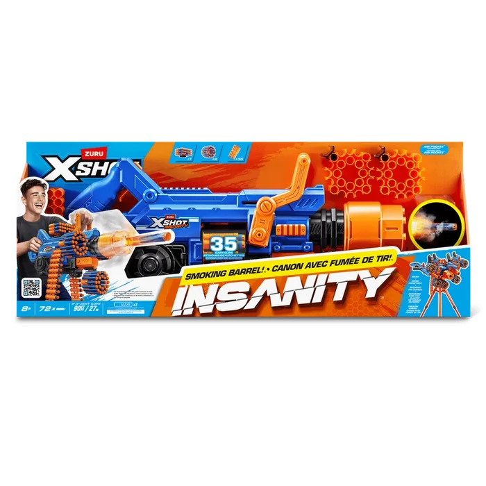 X-Shot Insanity Smoking Barrel Toy Gun – 72 Darts