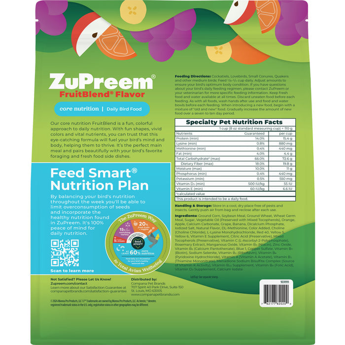 Zupreem FruitBlend Flavor Food with Natural Flavors for Medium Birds