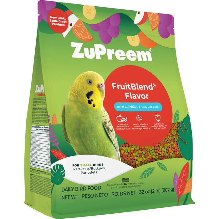 Zupreem FruitBlend Flavor with Natural Fruit Flavors Small Bird Food 2lb- Parakeets, Budgies, Parrotlets